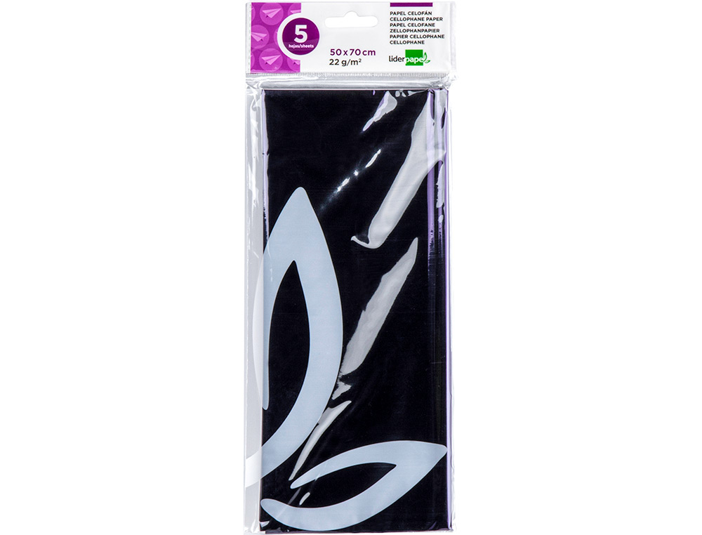 Papel celofane liderpapel 50x70 cm 22gr bolsa de 5 folhas violeta ( Imagem 2 de 5 ) - Preview