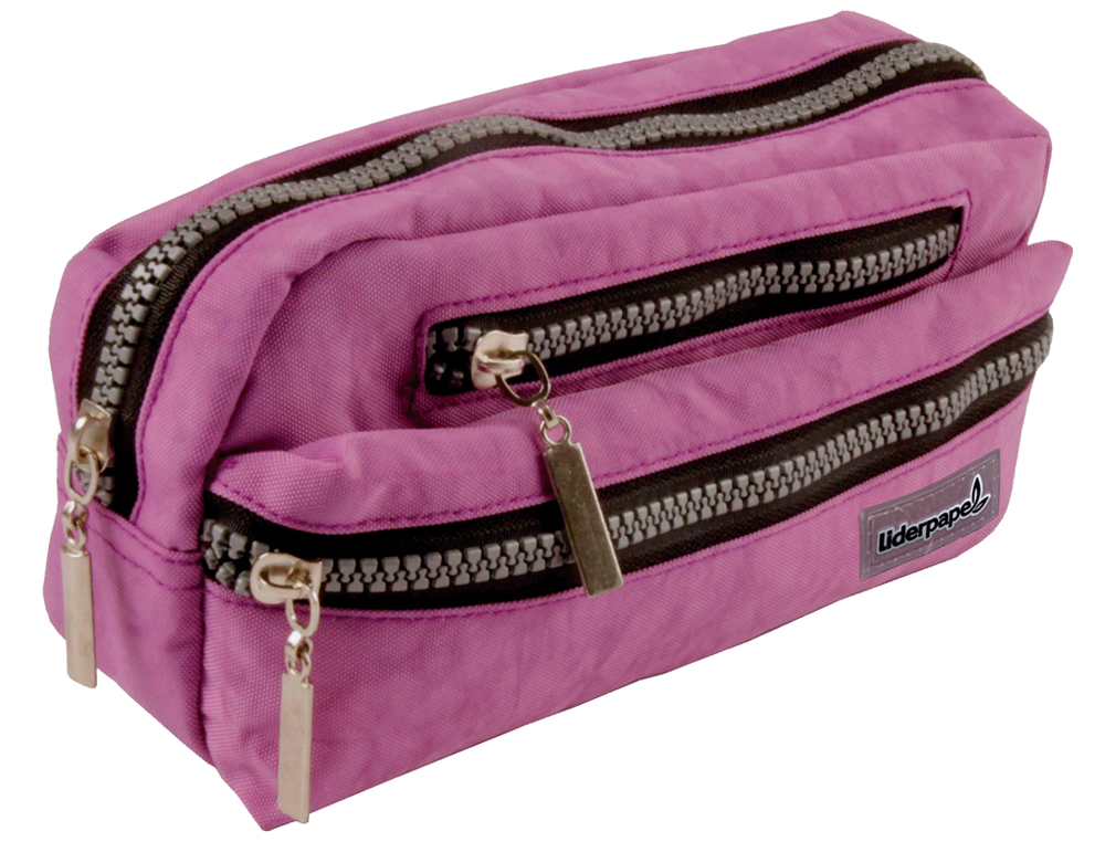 Estojo Escolar Liderpapel Oval C/ 3 Bolsos, Violeta Pastel 195x40x100 mm ( Imagem 4 de 7 ) - Preview