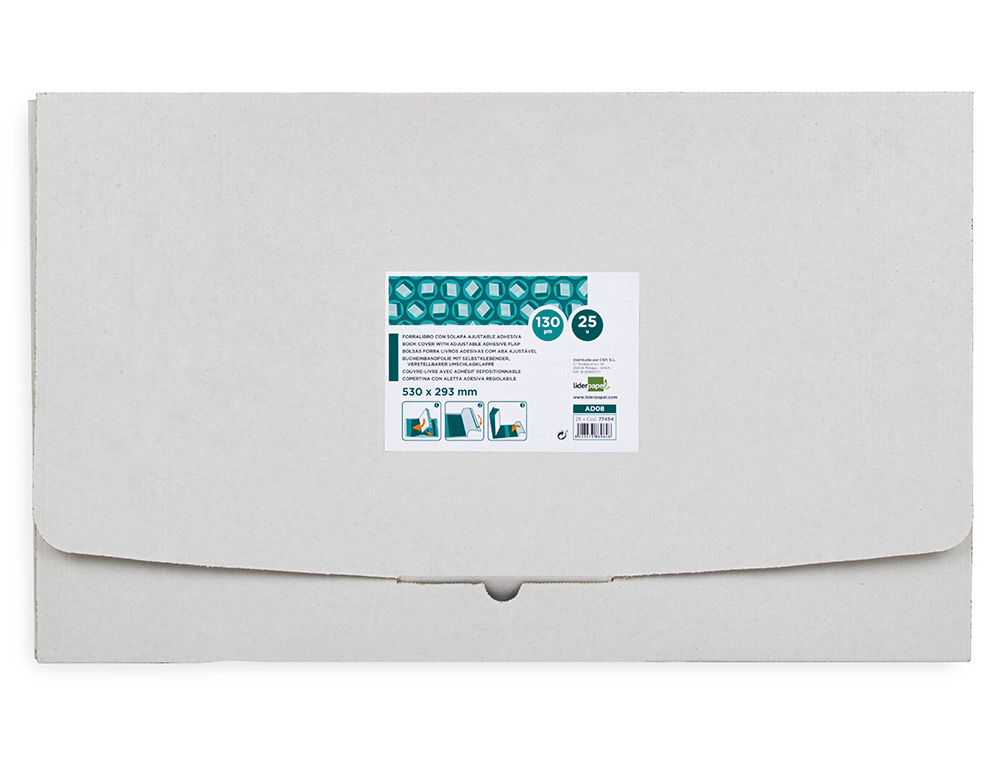 Forra Livros Liderpapel Com Aba de Adesivo Ajustável 293 x 530 mm (25 Unidades) ( Imagem 2 de 7 ) - Preview