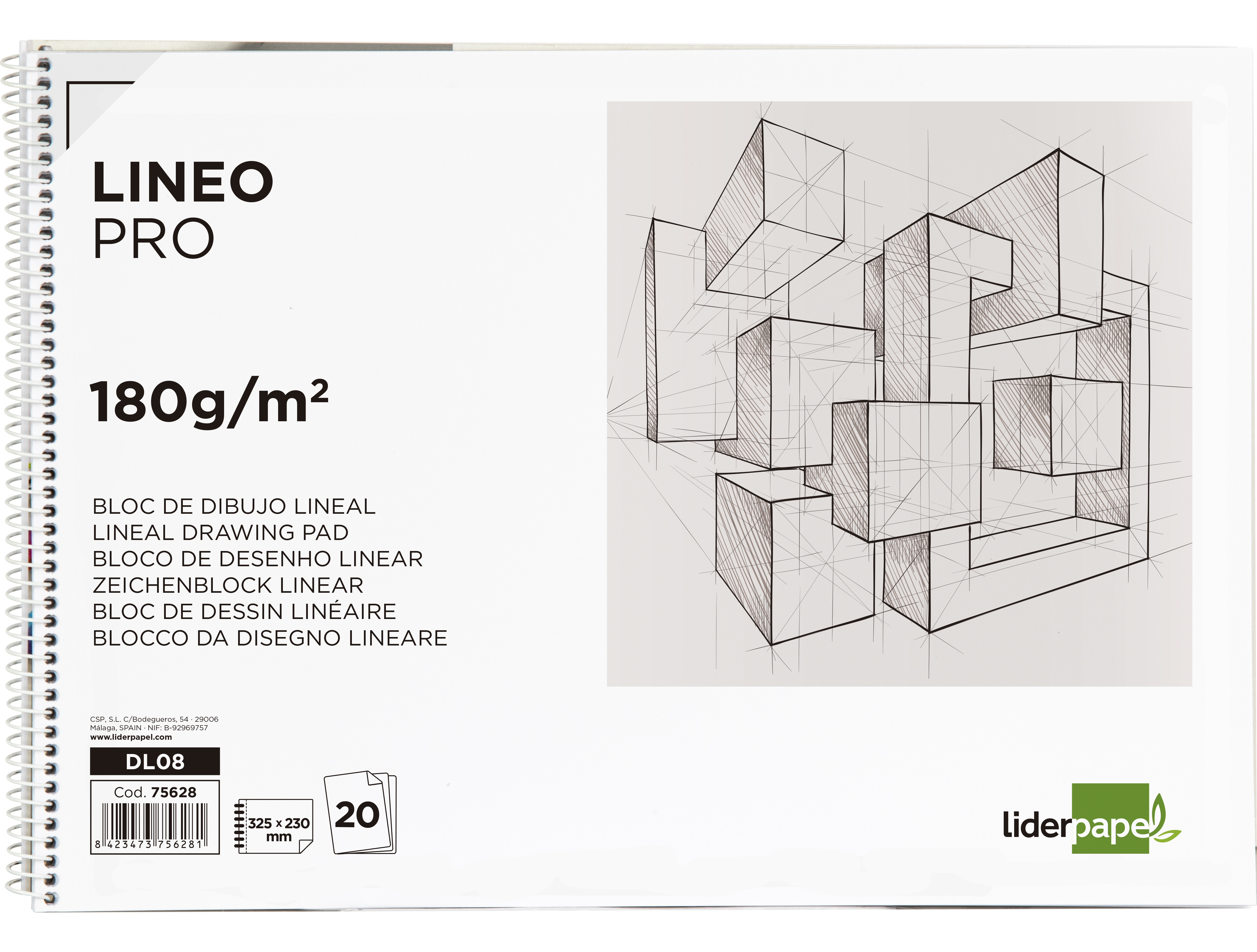 Bloco de desenho liderpapel lineal espiral 230x325mm 20 folhas 180 gr com esquadria ( Imagem 4 de 9 ) - Preview
