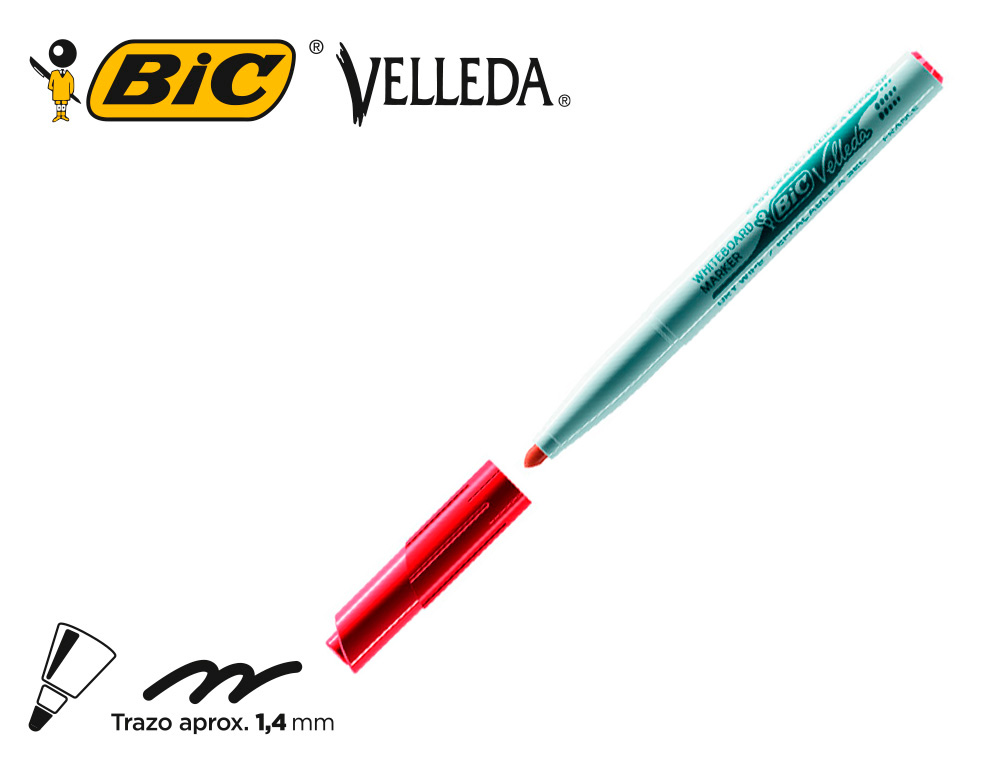 Marcador bic velleda para quadro branco - vermelho ponta redeodnda ( Imagem 5 de 5 ) - Preview