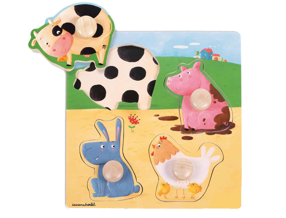Puzzle goula madeira 4 peças animais quinta cor ( Imagem 2 de 5 ) - Preview