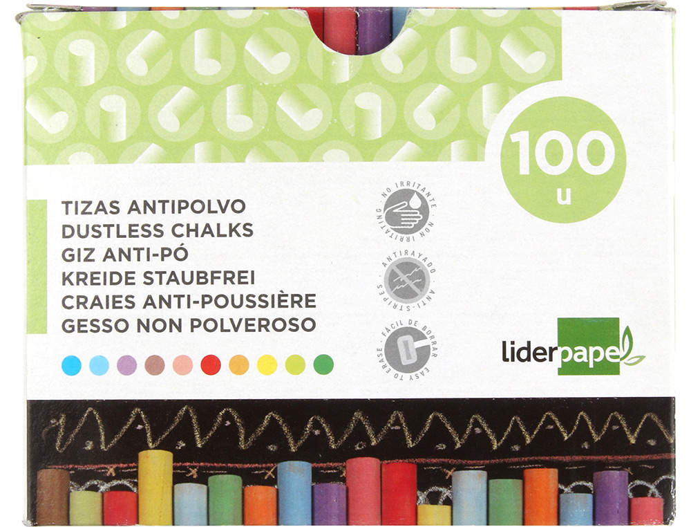 Giz corido anti pó liderpapel caixa 100 unidades cores sortidas ( Imagem 2 de 11 ) - Preview