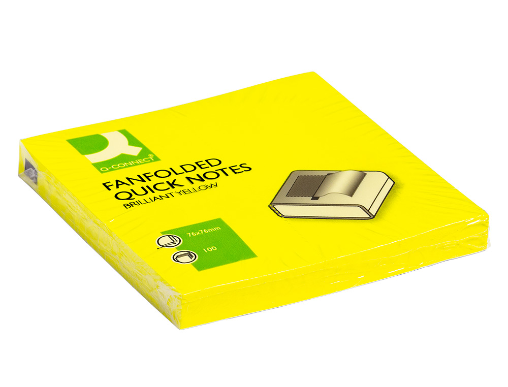 Bloco de notas adesivas q-connect 75x75 mm amarelo neon zig-zag ( Imagem 2 de 5 ) - Preview