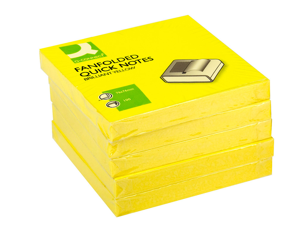 Bloco de notas adesivas q-connect 75x75 mm amarelo neon zig-zag ( Imagem 3 de 5 ) - Preview