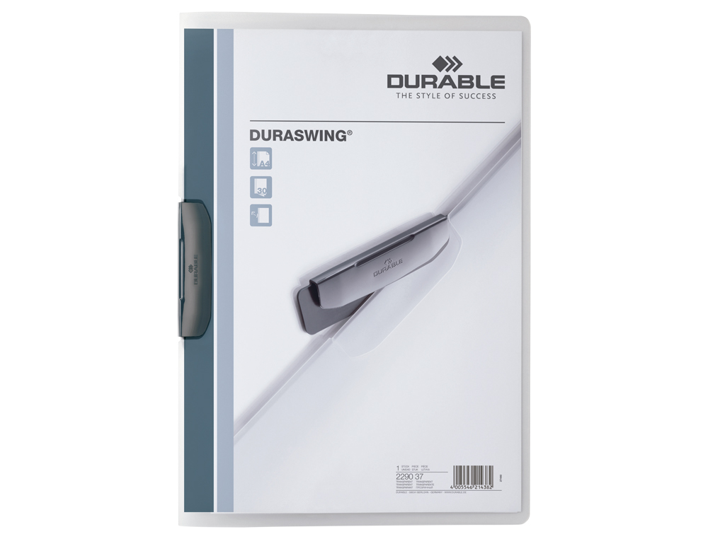 Bolsa dossier durable duraswing com clip lateral giratoria polipropileno din a4 grafite 30 folhas ( Imagem 2 de 2 ) - Preview