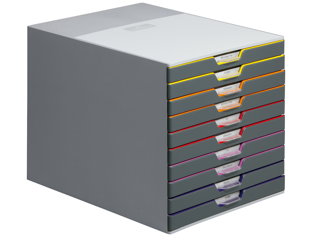 Bloco classificador de secretaria durable varicor empilhaveis 10 gavetas plastico 292x280x356 mm ( Imagem 2 de 10 ) - Preview