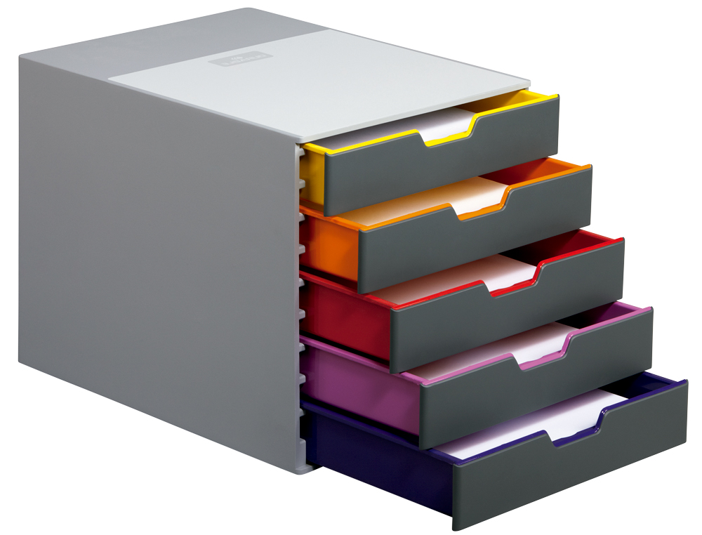 Bloco classificador de secretaria durable varicor empilhaveis 5 gavetas plastico 292x280x356 mm ( Imagem 2 de 4 ) - Preview