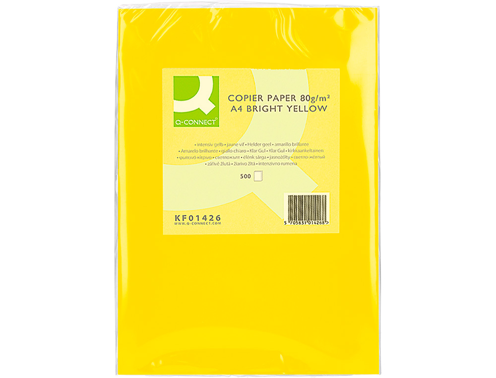 Papel de cor q-connect din a4 80gr amarelo intenso pack de 500 folhas ( Imagem 3 de 12 ) - Preview