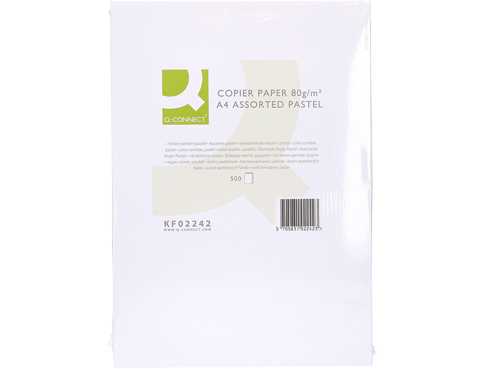 Papel de cor q-connect din a4 80 gr 5 cores sortidas pack de 500 folhas ( Imagem 2 de 7 ) - Preview