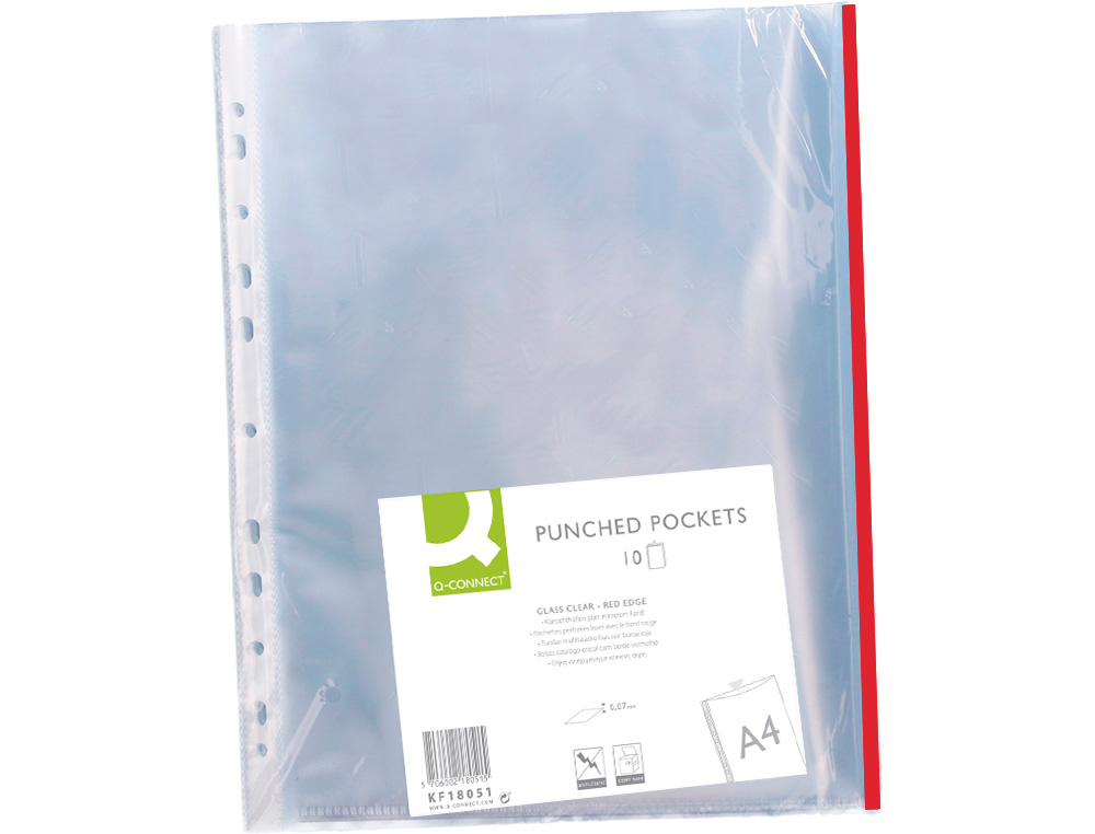 Bolsa catalogo q-connect din a4 70 microns pp cristal com borda vermelha bolsa de 10 unidades ( Imagem 4 de 4 ) - Preview