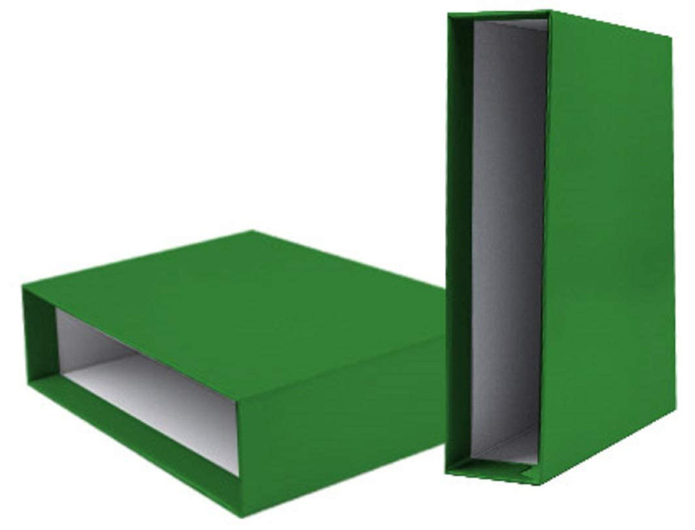 Box for file folder, paper, cardboard, folio, document, spine 82mm, green color. ( Imagem 2 de 4 ) - Preview