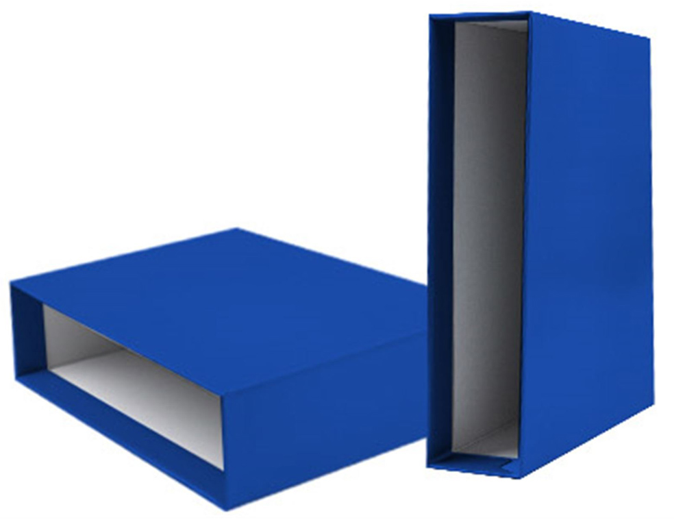 Box for file folder, paper, cardboard, folio, document, spine 82mm, blue color. ( Imagem 2 de 4 ) - Preview