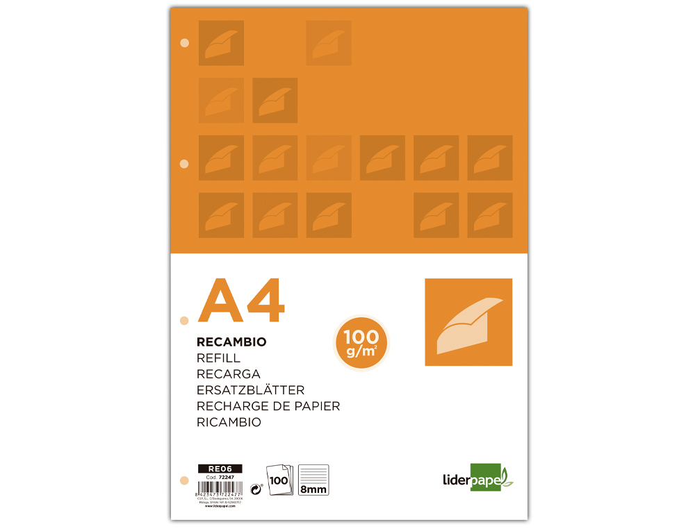 Recarga Liderpapel Din A4 100 Folhas de 100gr - Pautado Horizontal S/Margen C/4 Furos, Bandas de 5 Cores ( Imagem 5 de 11 ) - Preview