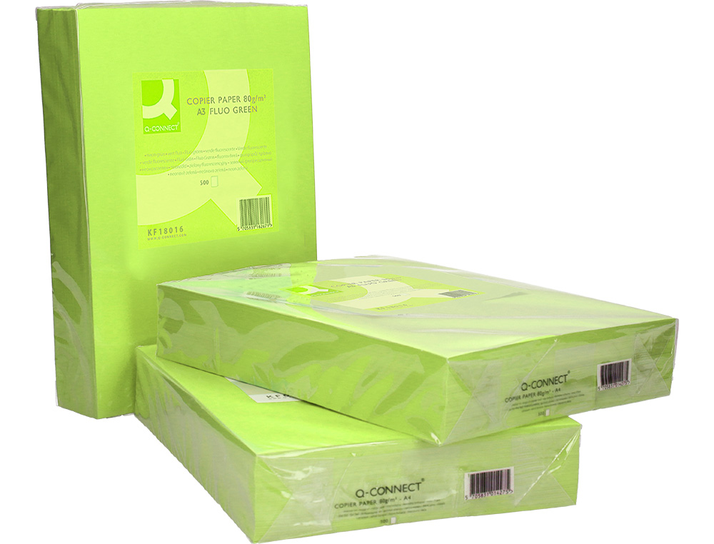Papel de cor q-connect din a3 80gr verde neon pack de 500 folhas ( Imagem 5 de 8 ) - Preview