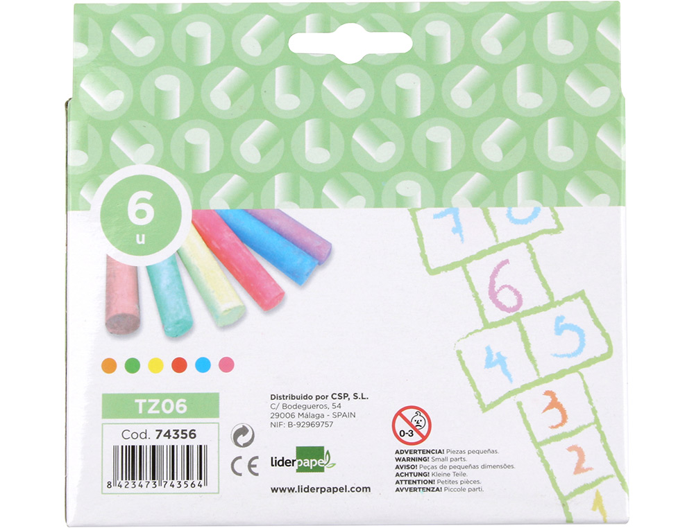 Giz para chao liderpapel cores sortidas caixa 6 unidades ( Imagem 4 de 11 ) - Preview