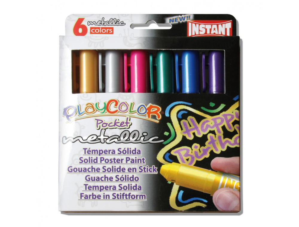 Guache solido em barra instant pocket escolar caixa de 6 cores metalizados ( Imagem 2 de 2 ) - Preview