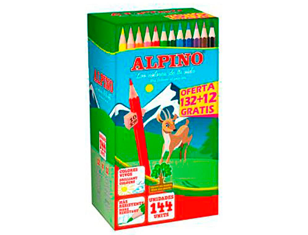 Lapis de cores alpino school pack de 132 + 12 unidades oferta cores sortidas ( Imagem 2 de 3 ) - Preview