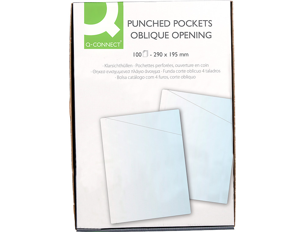 Bolsa protectora q-connect corte obliquo transparente din a4 sem furos pvc 100 microns caixa de 100 unidades ( Imagem 4 de 4 ) - Preview