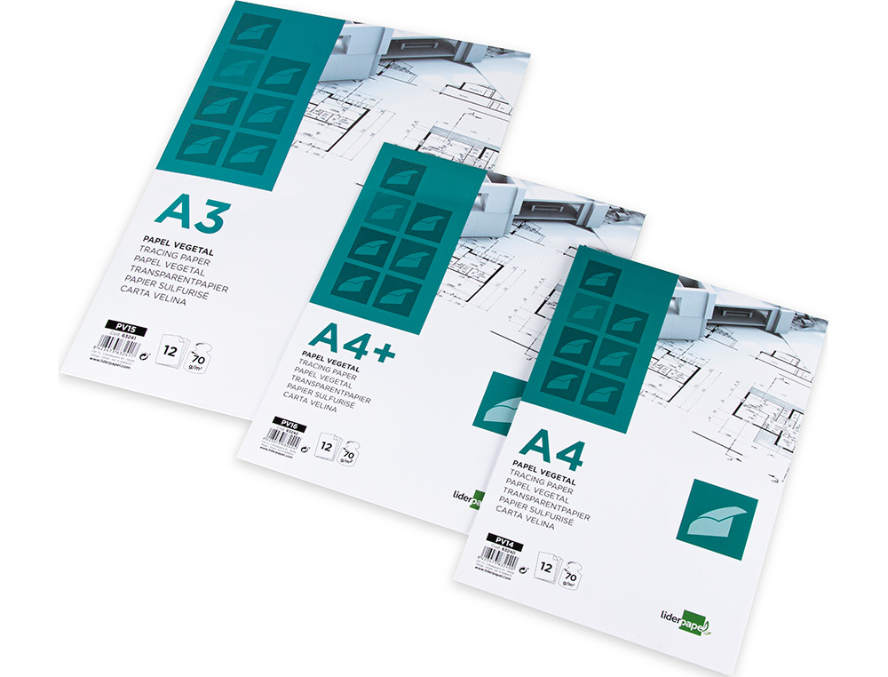 Bloco de papel vegetal liderpapel din a4 210x297mm 70 gr bolsa de 12 folhas ( Imagem 5 de 6 ) - Preview