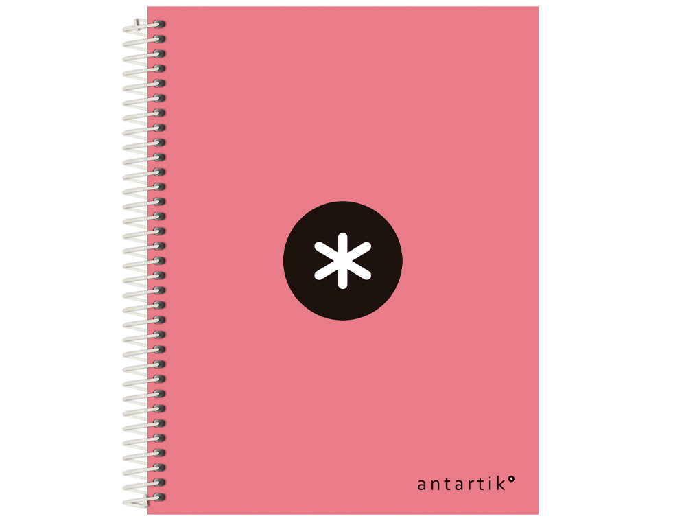 Spiral notebook, Liderpapel Din A5, Antarctica brand, 120 sheets, 100 gsm paper, 5 mm grid, 5 colored bands, coral color. ( Imagem 4 de 12 ) - Preview