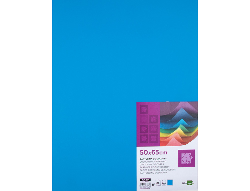 Cartolina liderpapel 50x65 cm 240 gr azul turquesa pack de 25 unidades ( Imagem 2 de 7 ) - Preview