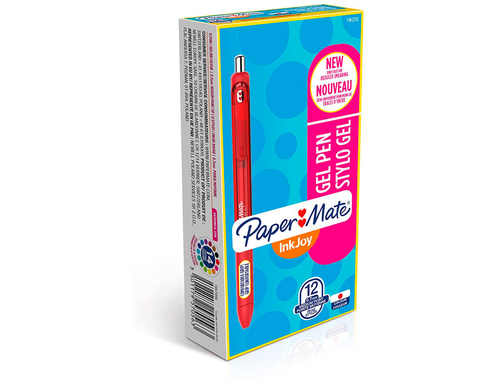 Esferografica paper mate inkjoy retratil gel pen traço 0,7 mm vermelho (12 unidades) ( Imagem 5 de 7 ) - Preview