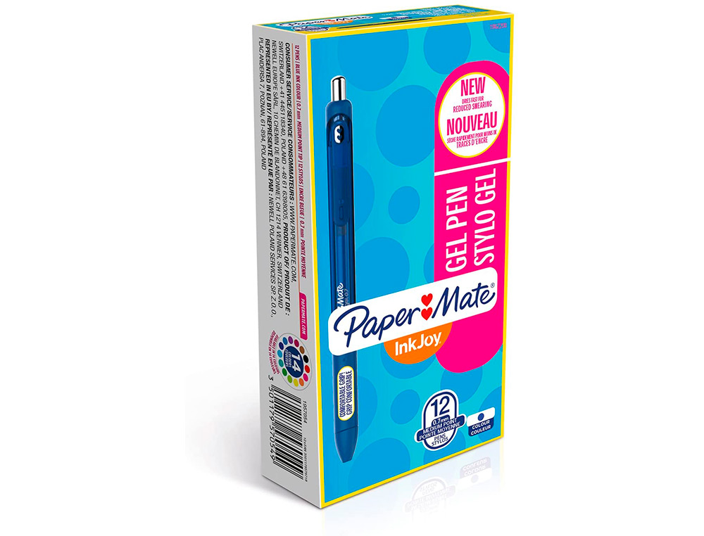 Esferografica paper mate inkjoy retratil gel pen traço 0,7 mm azul (12 unidades) ( Imagem 5 de 7 ) - Preview