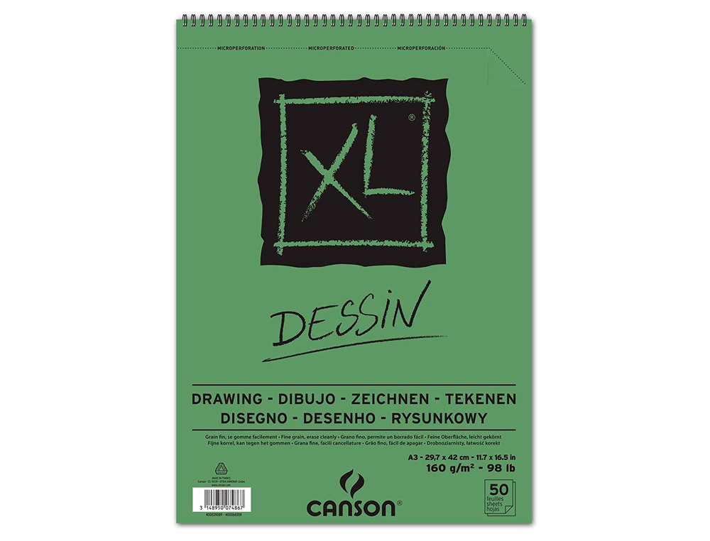 Bloco de desenho canson xl dessin din a3 liso microperfurado espiral 29,7x42 cm 50 folhas 160 gr ( Imagem 3 de 4 ) - Preview