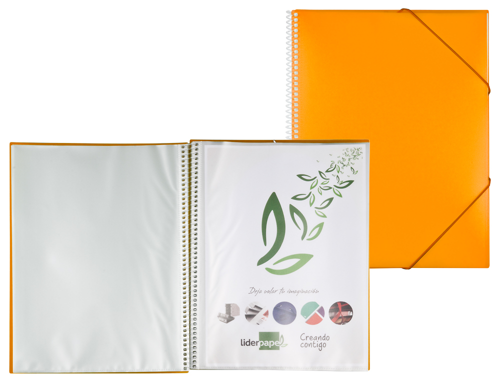 Capa catalogo liderpapel com espiral 60 bolsas polipropileno din a4 laranja ( Imagem 5 de 18 ) - Preview