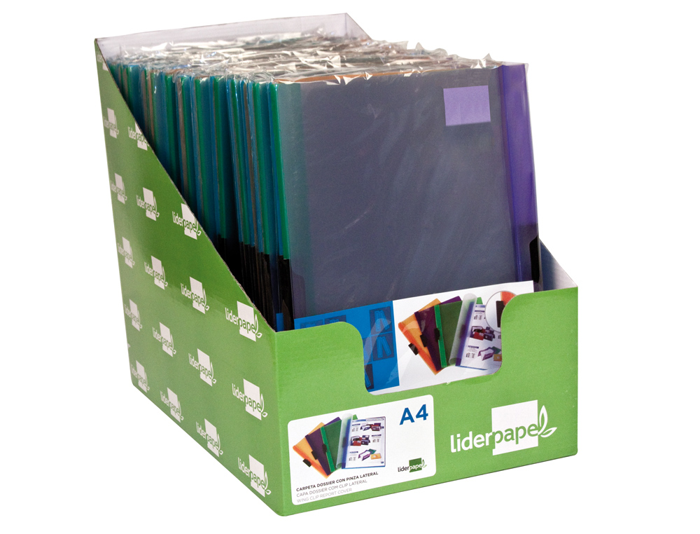 Bolsa liderpapel dossier com clip lateral polipropileno din-a4 30 folhas pack de 4 cores sortidas ( Imagem 2 de 2 ) - Preview