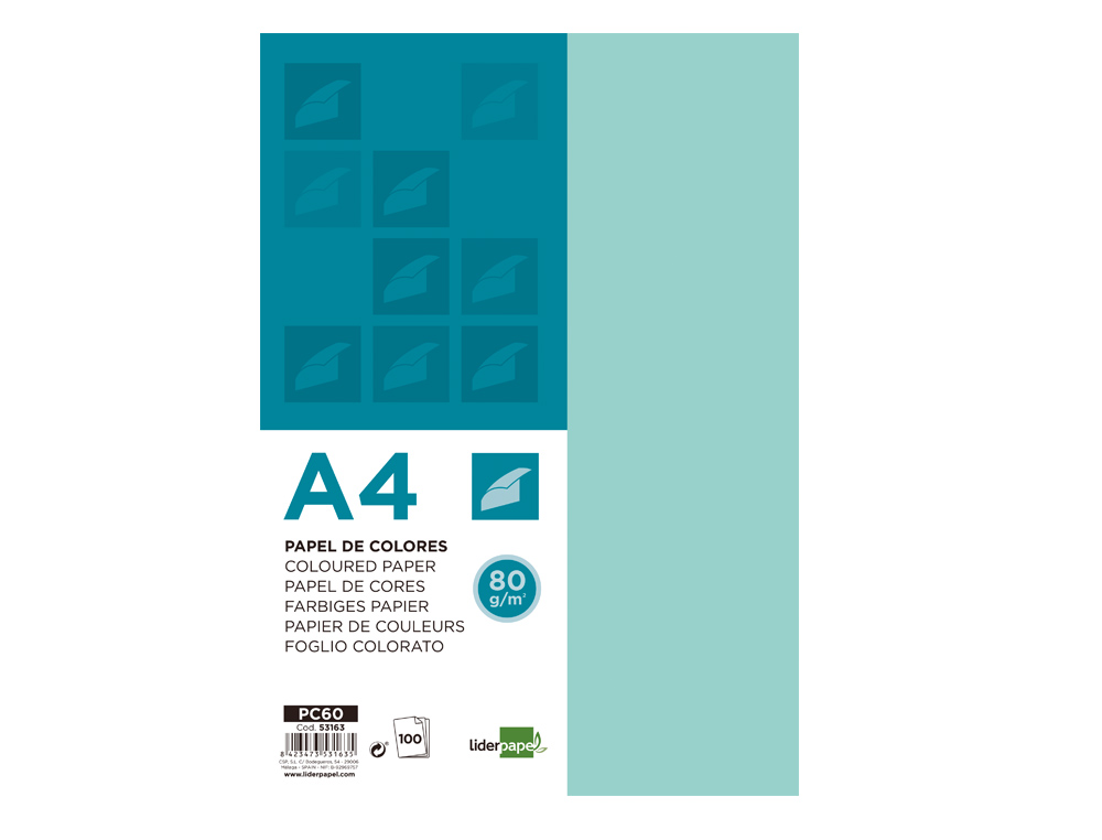 Papel de cor liderpapel din a4 80 gr turquesa resma de 100 folhas ( Imagem 5 de 10 ) - Preview