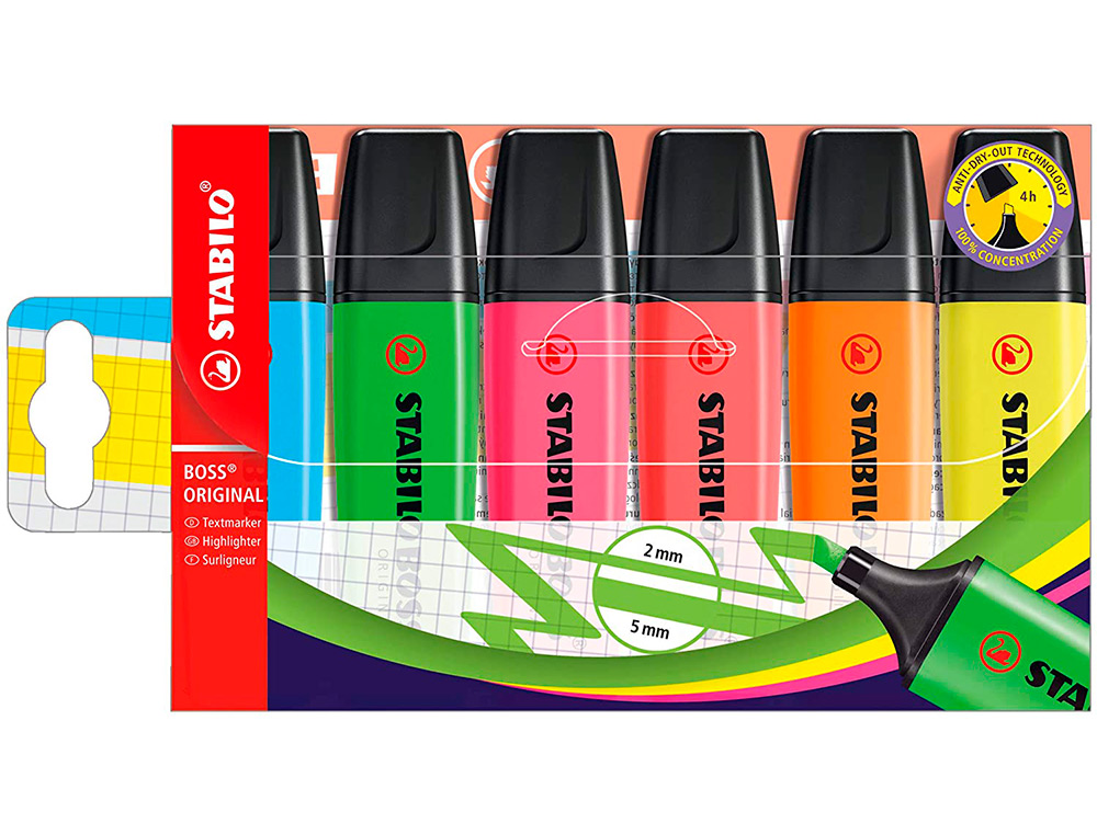 Marcador Stabilo Boss Fluor.Bolsa C/6 ( Imagem 4 de 13 ) - Preview