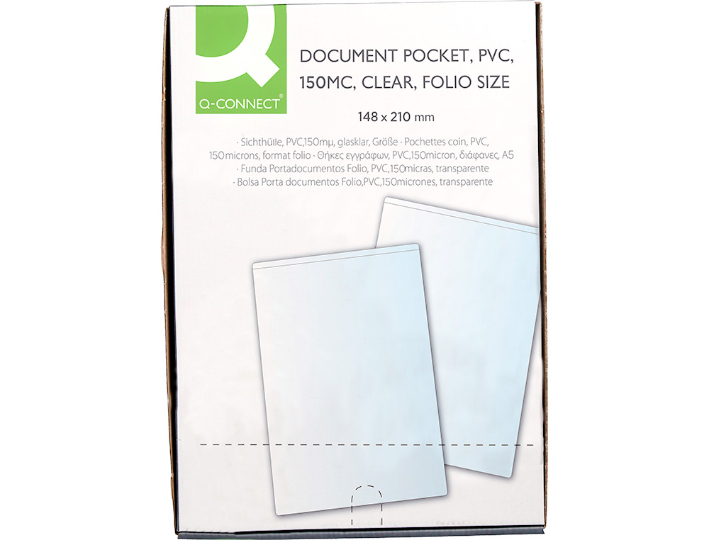 Bolsa catalogo q-connect din a5 150 microns pvc transparente 148x 210 mm (25 unidades) ( Imagem 5 de 5 ) - Preview