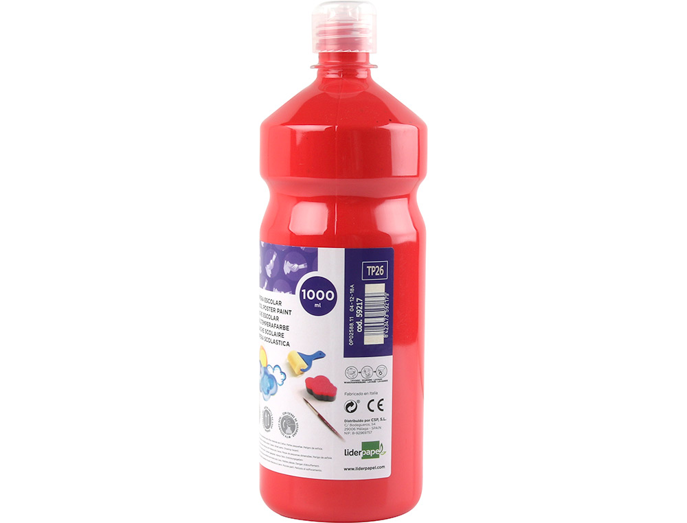 Guache escolar liderpapel 1000 ml vermelho ( Imagem 4 de 11 ) - Preview