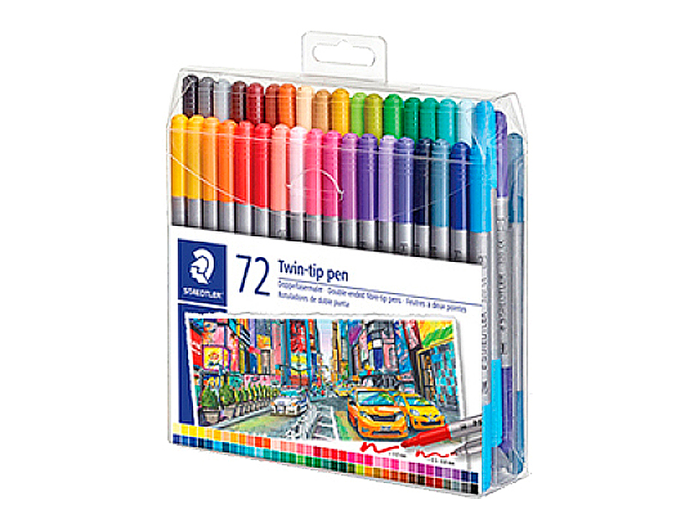 Marcador staedtler dupla ponta de fibra 3200 estojo de 72 unidades cores sortidas ( Imagem 2 de 8 ) - Preview