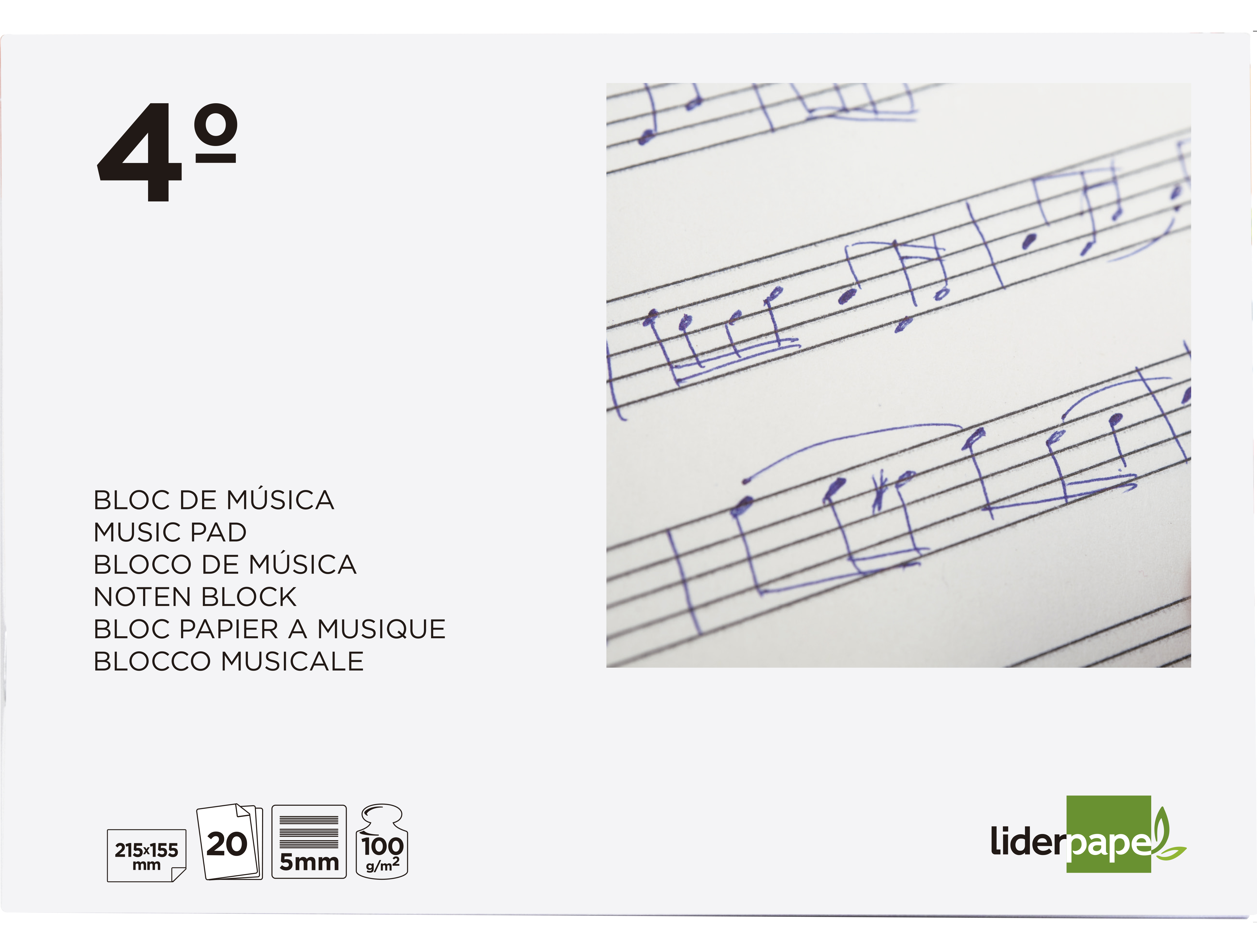 Caderno de Música Liderpapel Pentagrama de 5mm, 20 Folhas Agrafado de 100gr ( Imagem 4 de 13 ) - Preview