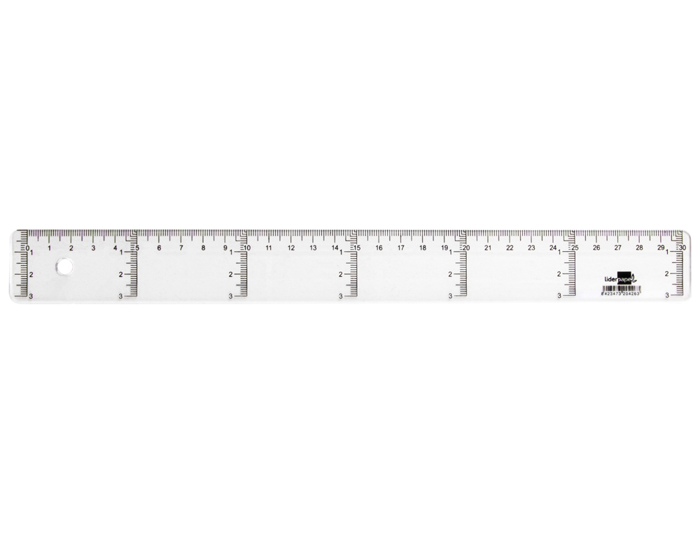 Regua plastico cristal liderpapel transparente 30 cm ( Imagem 2 de 6 ) - Preview
