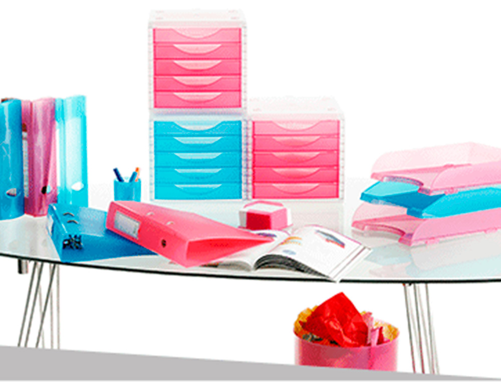 Bloco classificador de secretaria liderpapel empilhaveis 5 gavetas verde kiwi translucido 340x270x255 mm ( Imagem 5 de 5 ) - Preview