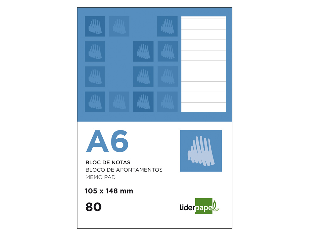Bloco de apontamentos pautado Liderpapel. Din. A6, 80 folhas ( Imagem 3 de 16 ) - Preview