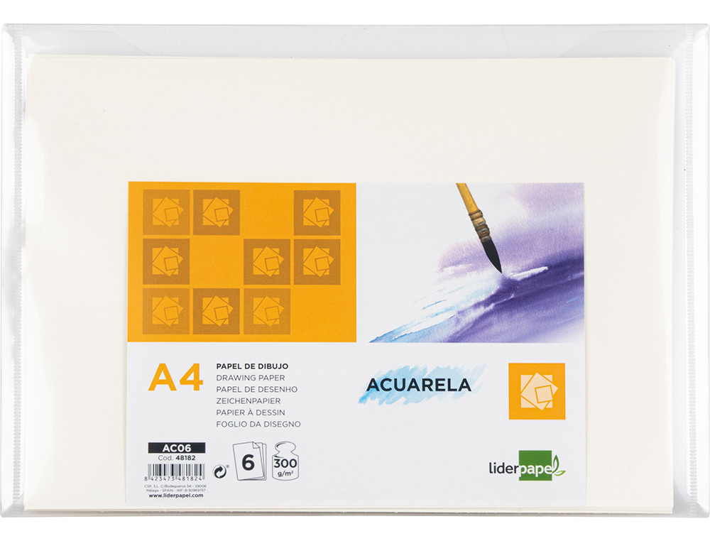 Papel aguarela liderpapel din a4 300 gr pack de 6 folhas ( Imagem 2 de 5 ) - Preview