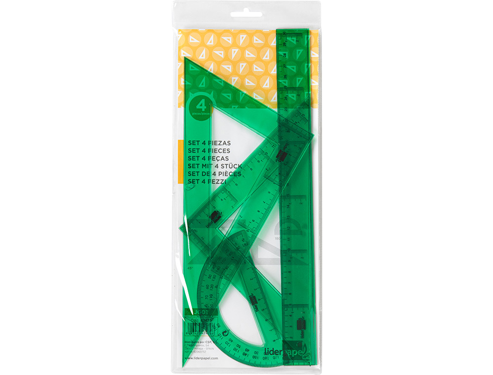 Conjunto esquadro e régua Liderpapel. Cor verde ( Imagem 2 de 5 ) - Preview