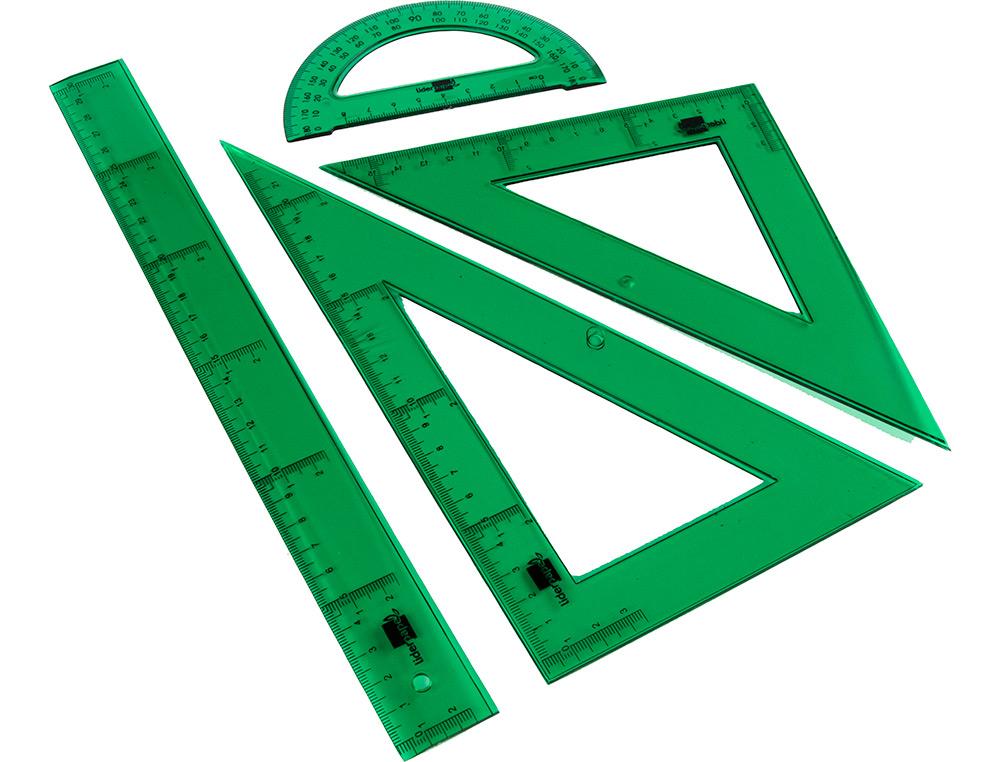 Conjunto esquadro e régua Liderpapel. Cor verde ( Imagem 4 de 5 ) - Preview