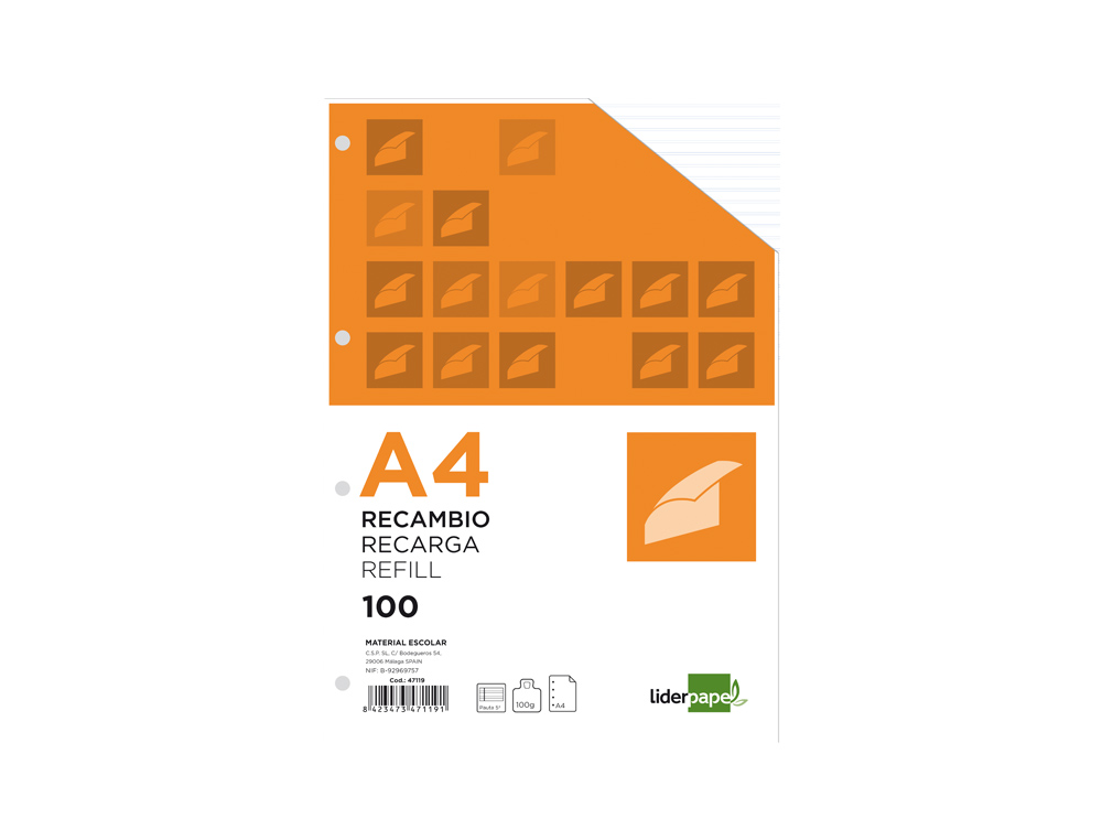 Liderpapel Lined Paper Refill. Din. A4. 100 Sheets ( Imagem 4 de 17 ) - Preview