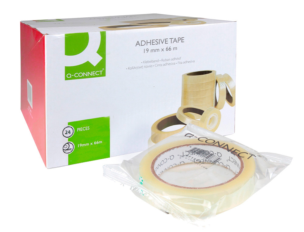 Fita adesiva q-connect 66 mt x 19 mm encelofanada ( Imagem 2 de 8 ) - Preview