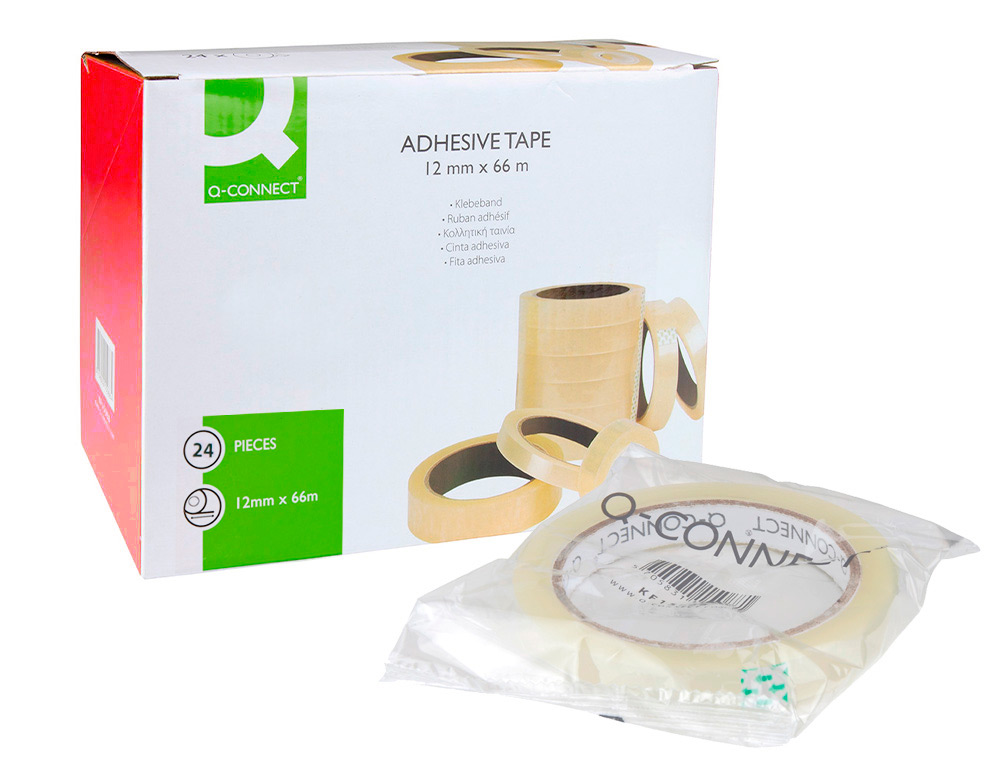 Fita adesiva q-connect 66 mt x 12 mm encelofanada ( Imagem 2 de 8 ) - Preview