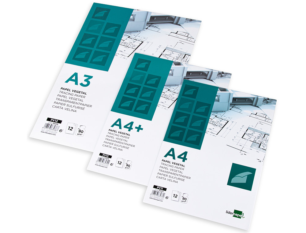 Bloco De Papel Vegetal- Liderpapel - Dim A3, 297x420mm, 90 gr, bolsa de 12 folhas ( Imagem 5 de 6 ) - Preview