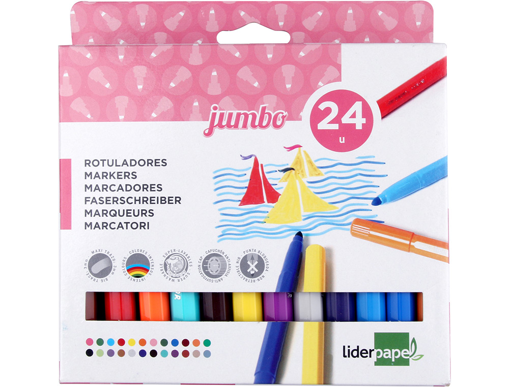 Marcador liderpapel feltro jumbo caixa 24 cores ( Imagem 5 de 17 ) - Preview