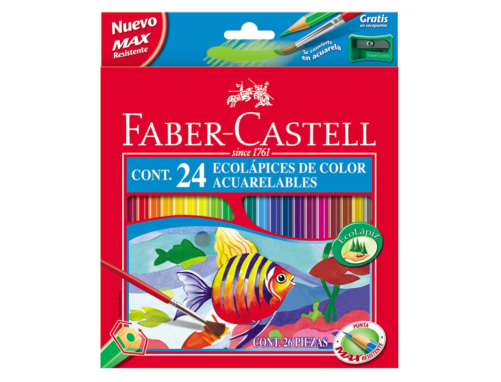 Lápis de cor aguareláveis Faber-Castell. 24 unidades ( Imagem 2 de 2 ) - Preview