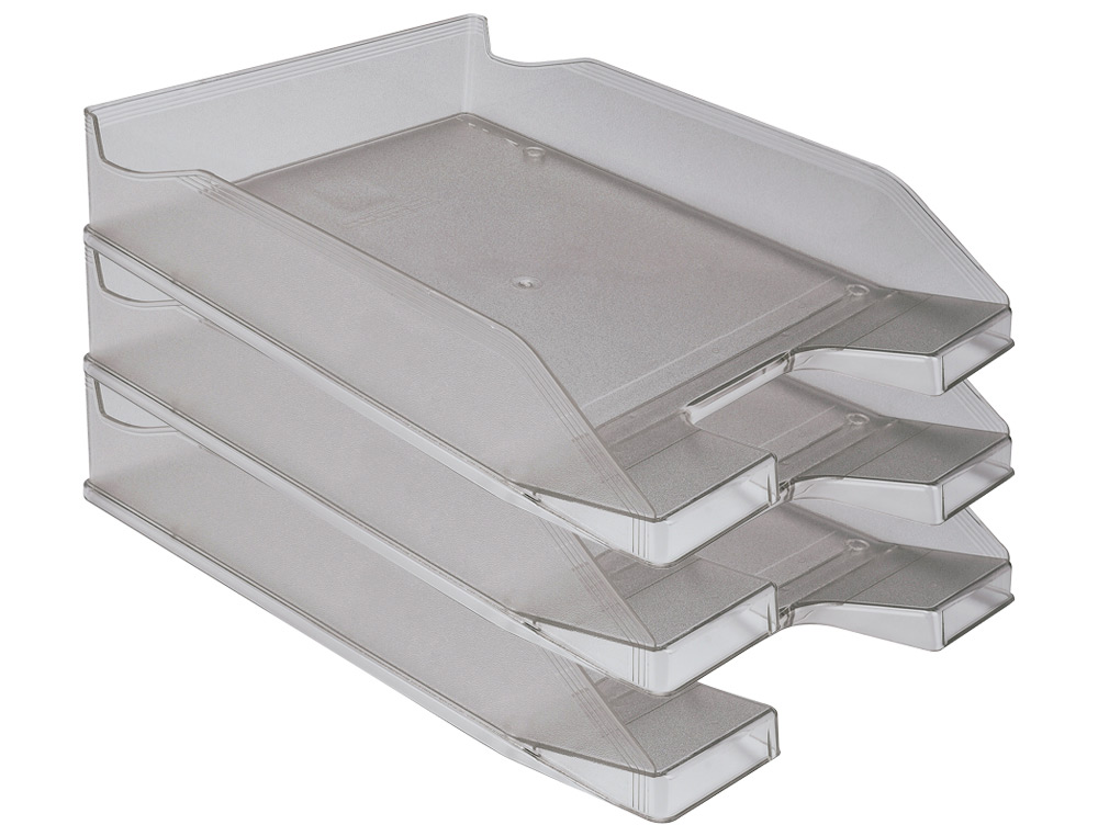 Tabuleiro de secretaria q-connect plastico cinza escuro transparente ( Imagem 5 de 7 ) - Preview